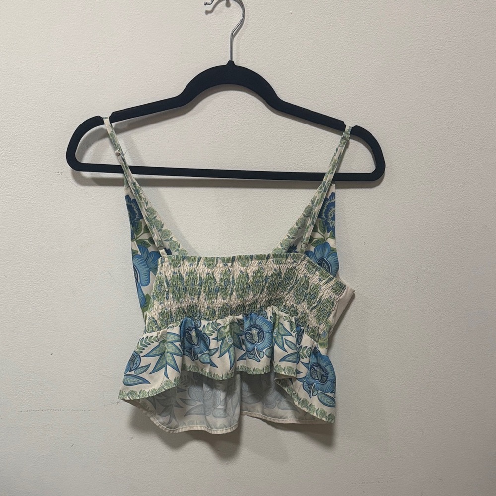 Floral Blue & Green Peplum Cami Top - Picture 2 of 3